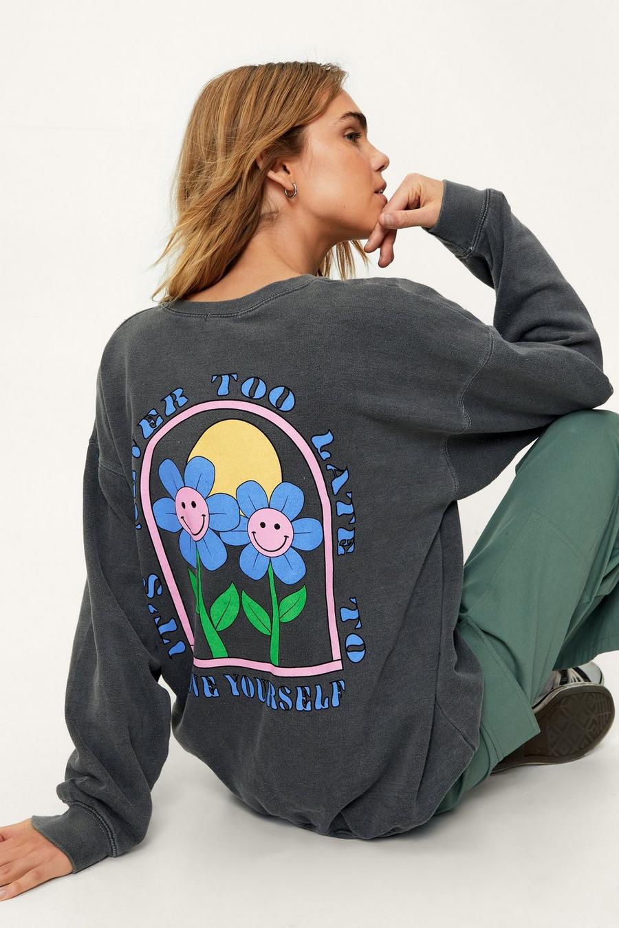 Oversized Love Yourself Graphic Sweatshirt